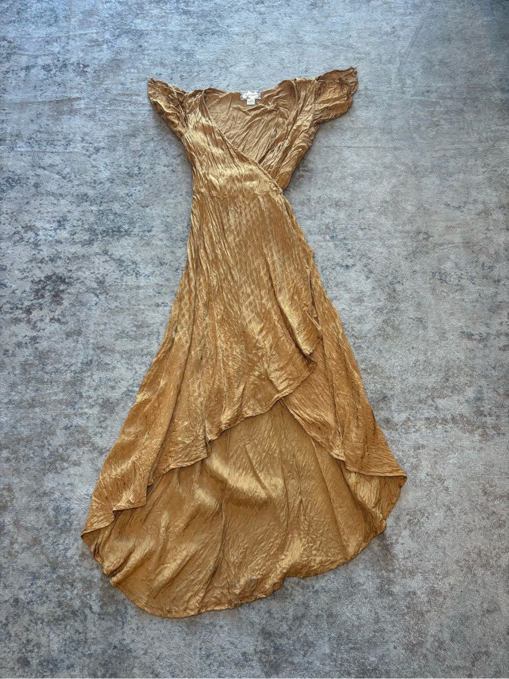 Band of Gypsys Gold High-Low Wrap Dress - Picture 3 of 6